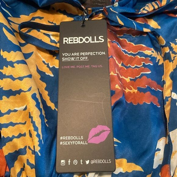 Rebdolls Blue and Orange Leaf Print Dress Size 5x - Picture 5 of 9